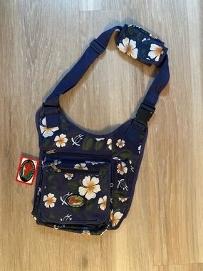 Navy Floral Travel Crossbody Bag - (Brand)